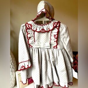 Charming White and Red Polka Dot Kids Formal Dress
